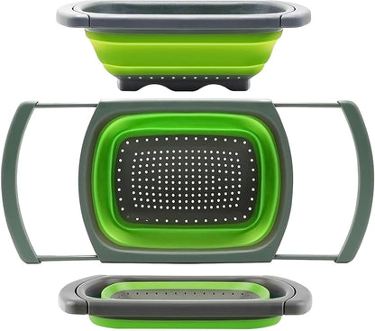 Colander collapsible, Colander Strainer Over The Sink Vegetable Fruit Strainer Basket (6 Quart) with Extendable Handles, New Kitchen Essentials