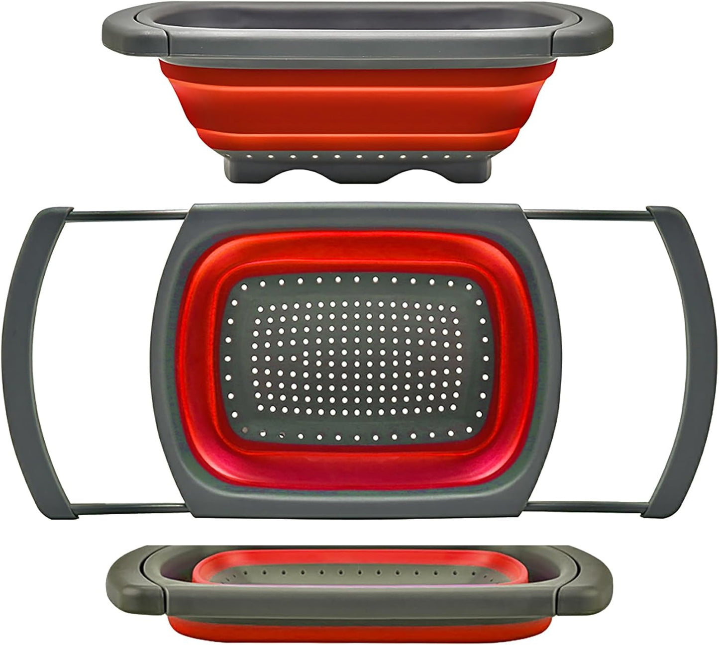 Colander collapsible, Colander Strainer Over The Sink Vegetable Fruit Strainer Basket (6 Quart) with Extendable Handles, New Kitchen Essentials