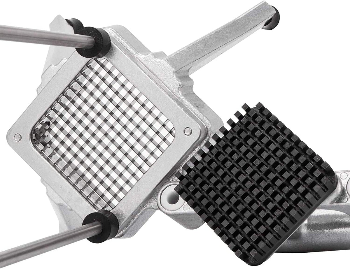 2-in-1 Commercial Manual Juicer & French Fry Cutter, Heavy Duty Cast Aluminum Citrus Press and Vegetable Chopper with 1/4", 3/8" & 1/2" Stainless Steel Blades for Potato, Orange & Lemon
