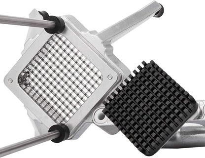 2-in-1 Commercial Manual Juicer & French Fry Cutter, Heavy Duty Cast Aluminum Citrus Press and Vegetable Chopper with 1/4", 3/8" & 1/2" Stainless Steel Blades for Potato, Orange & Lemon