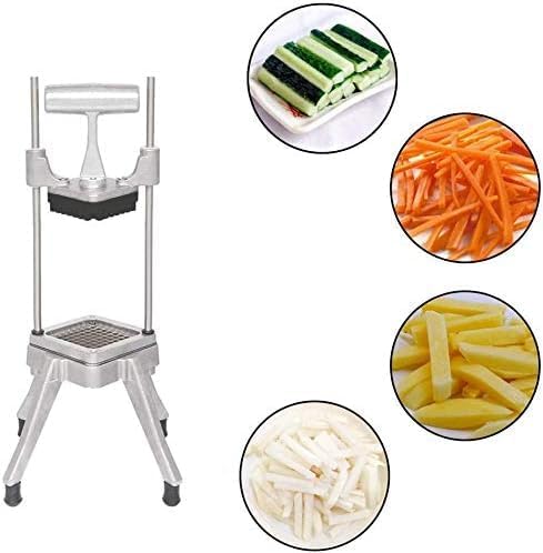 2-in-1 Commercial Manual Juicer & French Fry Cutter, Heavy Duty Cast Aluminum Citrus Press and Vegetable Chopper with 1/4", 3/8" & 1/2" Stainless Steel Blades for Potato, Orange & Lemon