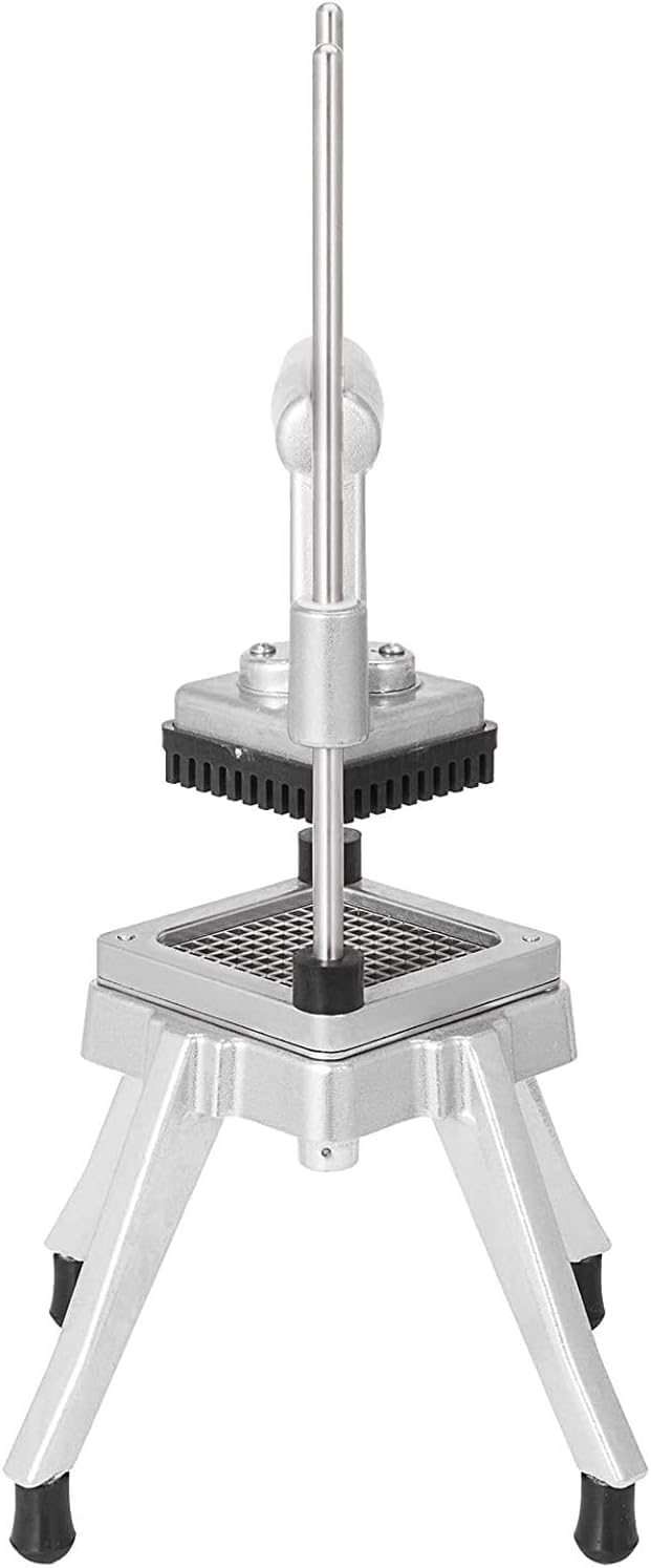 2-in-1 Commercial Manual Juicer & French Fry Cutter, Heavy Duty Cast Aluminum Citrus Press and Vegetable Chopper with 1/4", 3/8" & 1/2" Stainless Steel Blades for Potato, Orange & Lemon