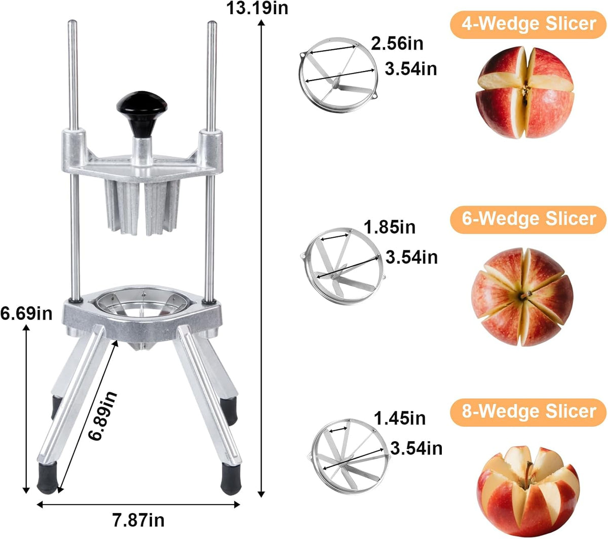 2-in-1 Commercial Manual Juicer & French Fry Cutter, Heavy Duty Cast Aluminum Citrus Press and Vegetable Chopper with 1/4", 3/8" & 1/2" Stainless Steel Blades for Potato, Orange & Lemon