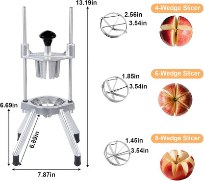 2-in-1 Commercial Manual Juicer & French Fry Cutter, Heavy Duty Cast Aluminum Citrus Press and Vegetable Chopper with 1/4", 3/8" & 1/2" Stainless Steel Blades for Potato, Orange & Lemon