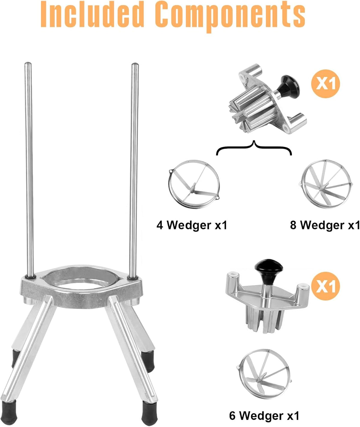 2-in-1 Commercial Manual Juicer & French Fry Cutter, Heavy Duty Cast Aluminum Citrus Press and Vegetable Chopper with 1/4", 3/8" & 1/2" Stainless Steel Blades for Potato, Orange & Lemon