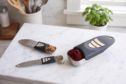 Cook’s Pro Adjust-A-Measure Set, 3-Piece, Satin,Black and Silver | Adjustable Measuring Teaspoon, Tablespoon, 1/2 Cup Scoop | All The Essentials For Baking & Cooking | Kitchen Gadgets & Gifts
