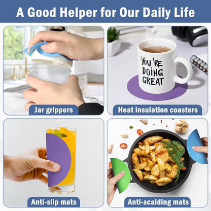Rubber Jar Opener Pads Set of 4, Non-Slip Gripper Pads for Jars