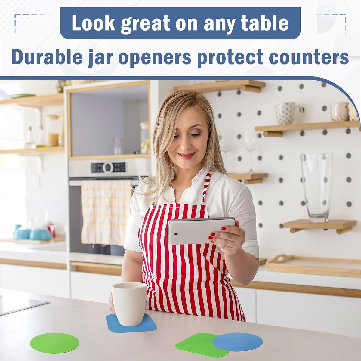 Rubber Jar Opener Pads Set of 4, Non-Slip Gripper Pads for Jars