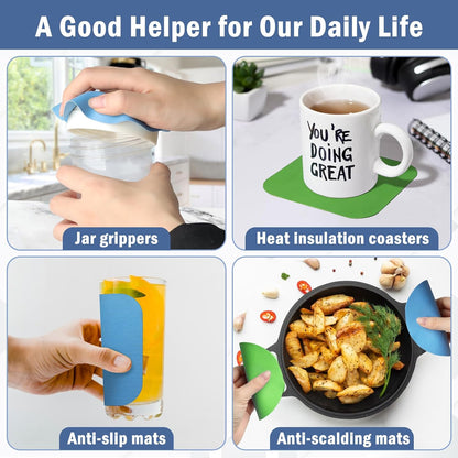 Rubber Jar Opener Pads Set of 4, Non-Slip Gripper Pads for Jars