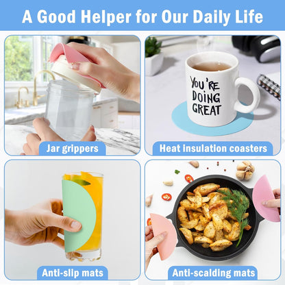 Rubber Jar Opener Pads Set of 4, Non-Slip Gripper Pads for Jars