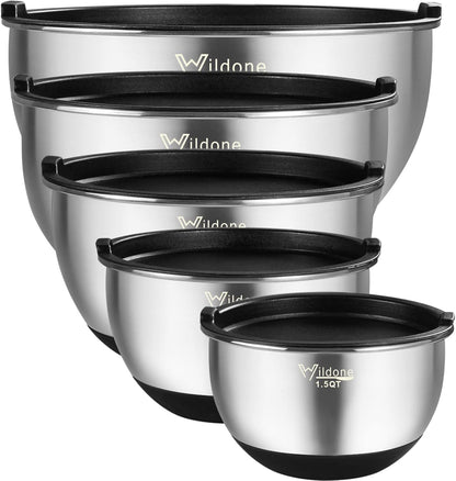 Mixing Bowls with Lids Set, Stainless Steel Mixing Bowls Set of 5
