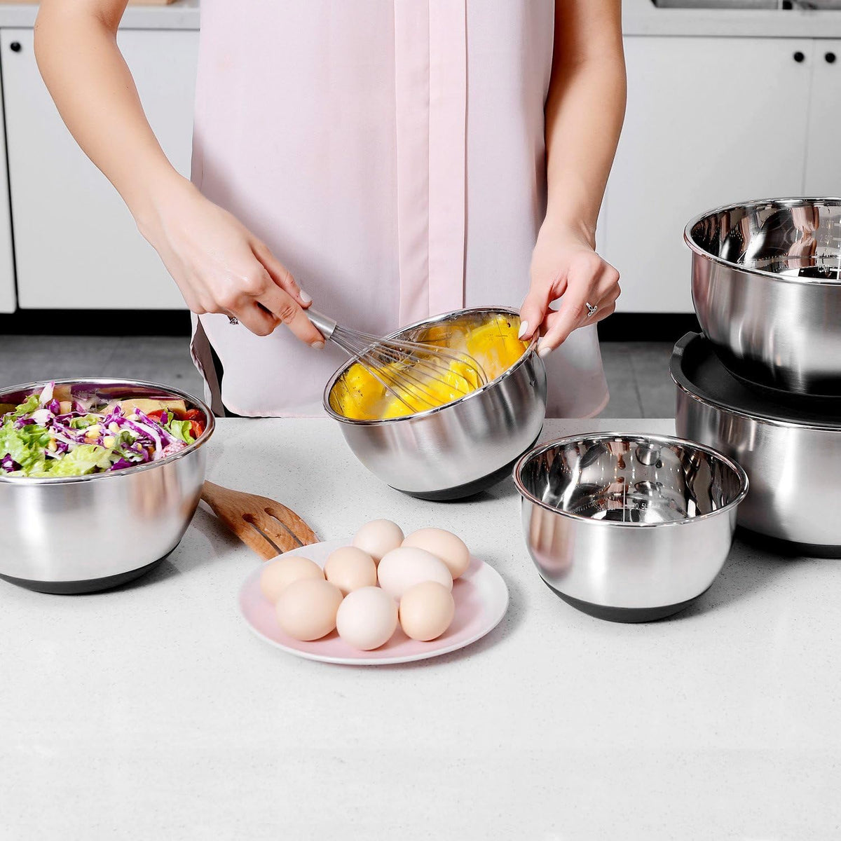 Mixing Bowls with Lids Set, Stainless Steel Mixing Bowls Set of 5