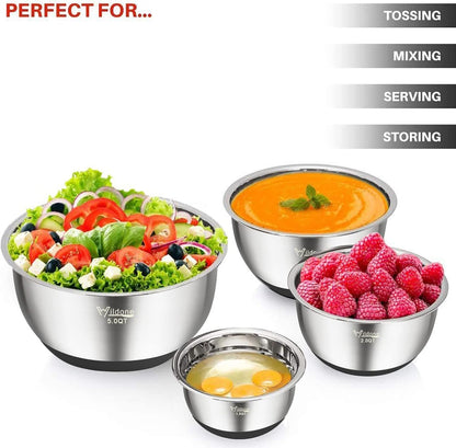 Mixing Bowls with Lids Set, Stainless Steel Mixing Bowls Set of 5