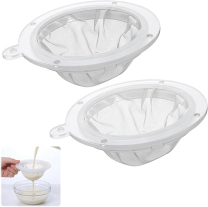 Ultra Fine Mesh Strainer, 2 Pcs 200 + 400 Mesh Nylon Fine Strainer for Liquids Brine Shrimp Net Plastic Colander Meshes Strainers for Juicing Cooking Oil Juice Nut Milk Cheese Wine Coffee Whey Grease