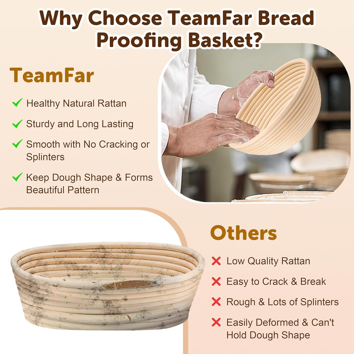 Sourdough Bread Baking Supplies, 9" Round & 10" Oval | Bread Proofing Basket Set with Liner, Sourdough Starter Kit for Bread Making, Bread Lame/Whisk/Dough Scraper/Basting Brush