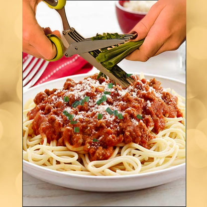 2-in-1 5-Blade Herb Scissors & Herb Stripper Set | 10-Hole Leaf stripper Stem Remover + Stainless Steel Herb Shears with Safety Cover & Cleaning Comb | Dishwasher Safe Kitchen Tool for all Herbs