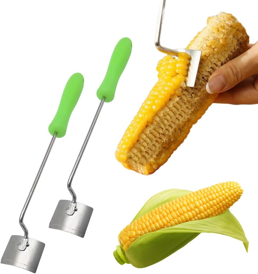 Easy Clean Corn Cob Peeler, 2025 New Corn Peeler for Corn on the Cob, Long Handle Stainless Steel Corn Stripping Tool for Home Kitchen (1 PCS)