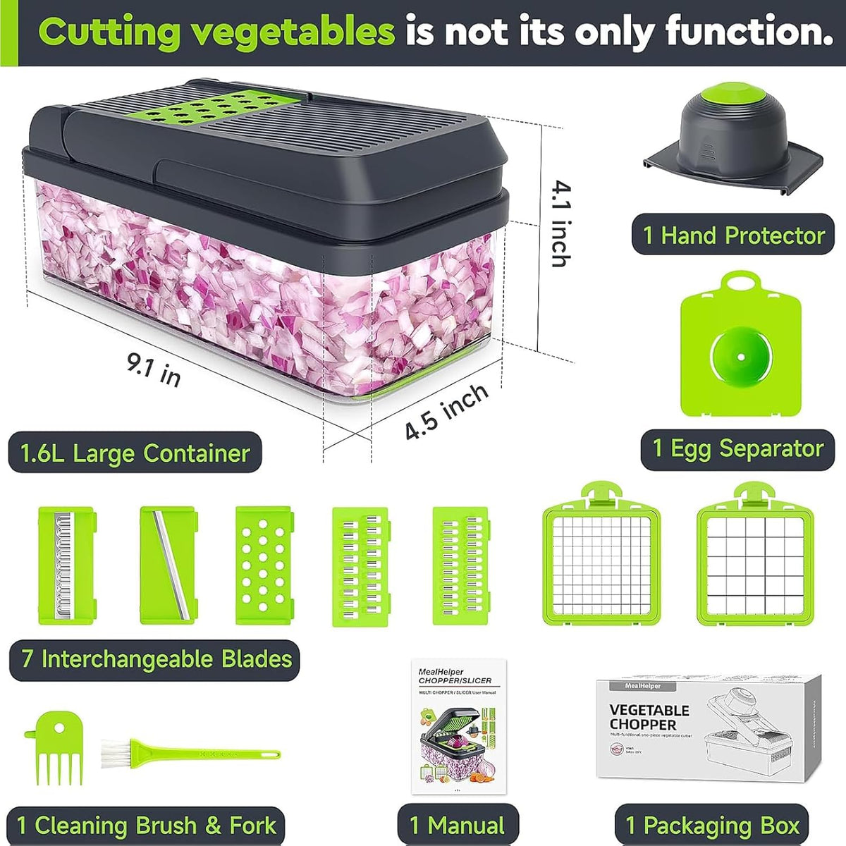 12-in-1 Vegetable Chopper, Food Veggie Chopper With Container