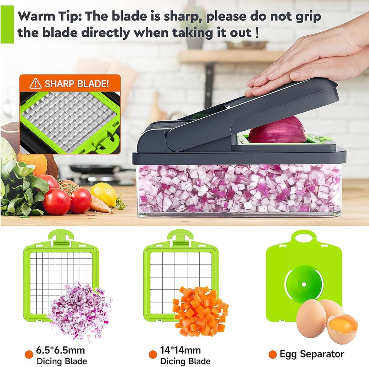 12-in-1 Vegetable Chopper, Food Veggie Chopper With Container