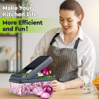 12-in-1 Vegetable Chopper, Food Veggie Chopper With Container