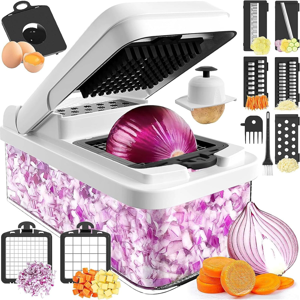 12-in-1 Vegetable Chopper, Food Veggie Chopper With Container