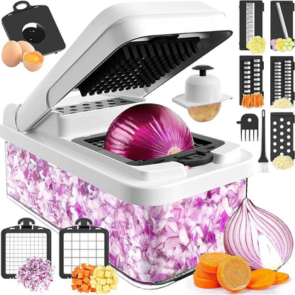 12-in-1 Vegetable Chopper, Food Veggie Chopper With Container