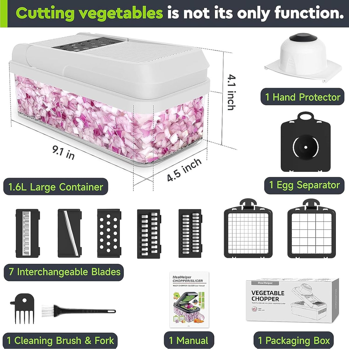 12-in-1 Vegetable Chopper, Food Veggie Chopper With Container