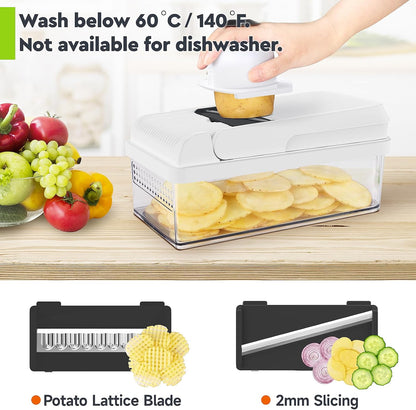 12-in-1 Vegetable Chopper, Food Veggie Chopper With Container