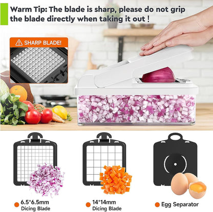 12-in-1 Vegetable Chopper, Food Veggie Chopper With Container