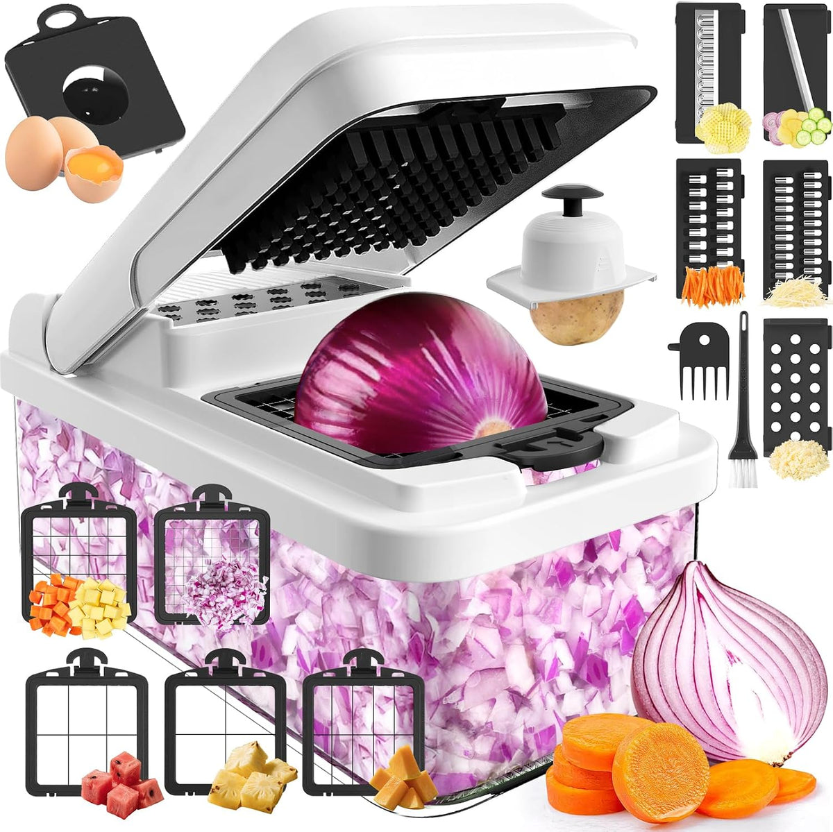 12-in-1 Vegetable Chopper, Food Veggie Chopper With Container