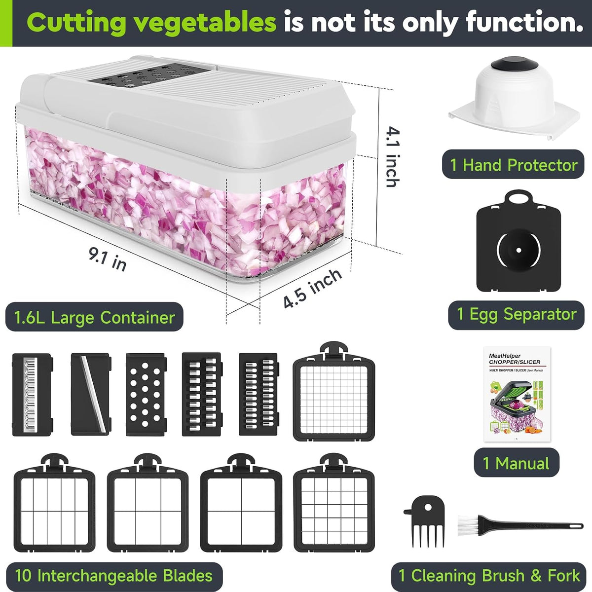 12-in-1 Vegetable Chopper, Food Veggie Chopper With Container