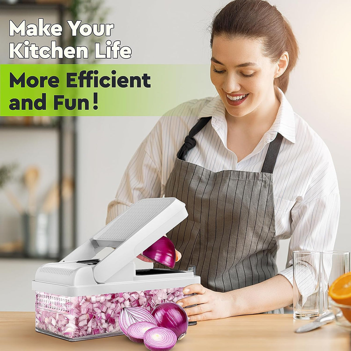 12-in-1 Vegetable Chopper, Food Veggie Chopper With Container