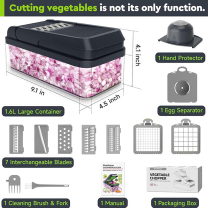 12-in-1 Vegetable Chopper, Food Veggie Chopper With Container