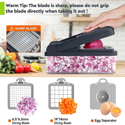 12-in-1 Vegetable Chopper, Food Veggie Chopper With Container
