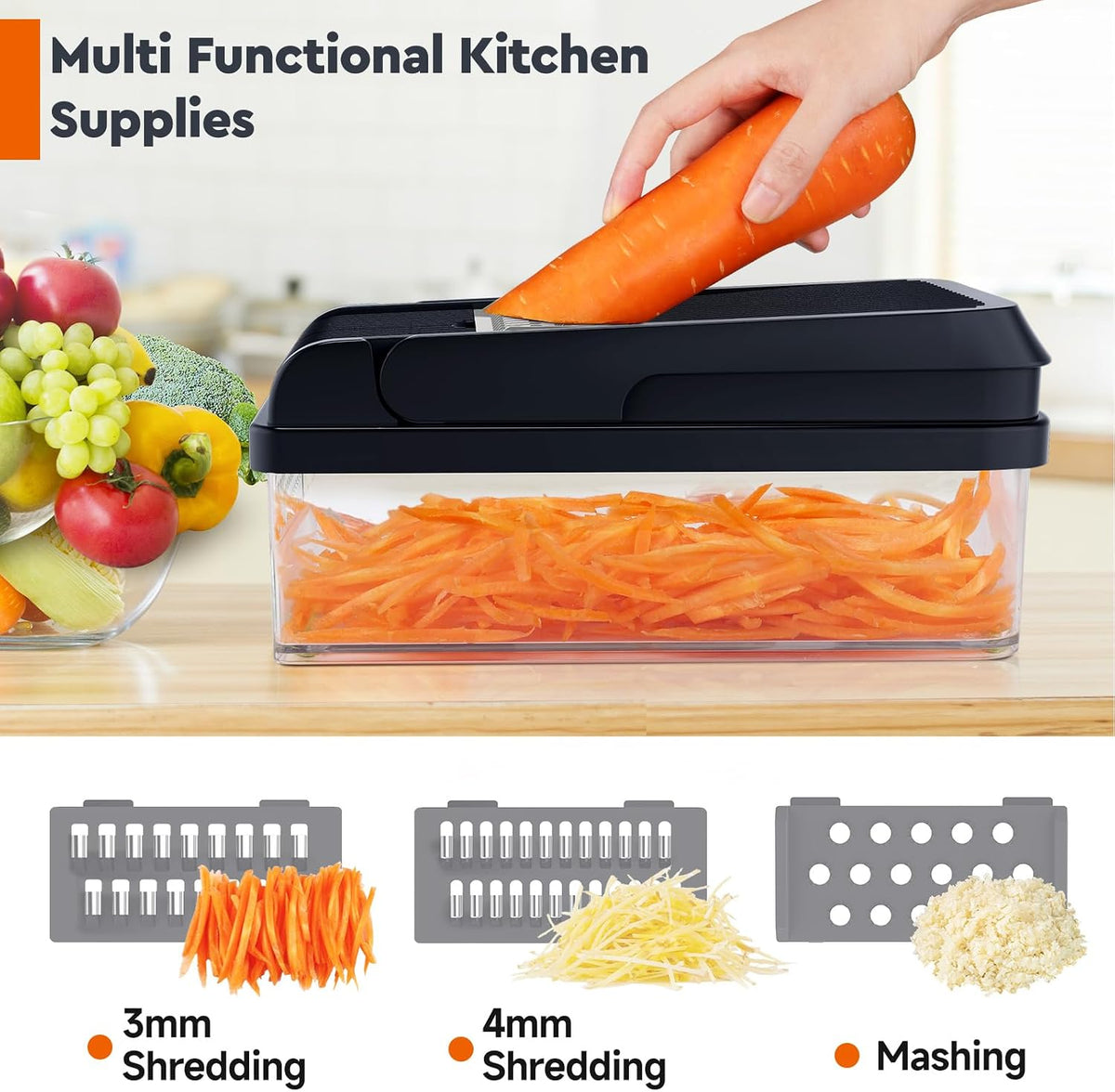 12-in-1 Vegetable Chopper, Food Veggie Chopper With Container