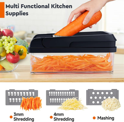 12-in-1 Vegetable Chopper, Food Veggie Chopper With Container