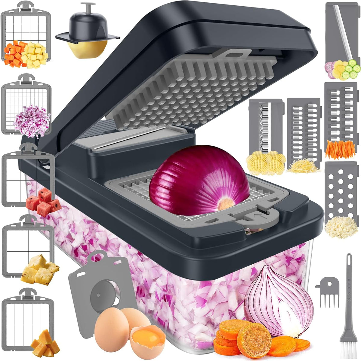 12-in-1 Vegetable Chopper, Food Veggie Chopper With Container