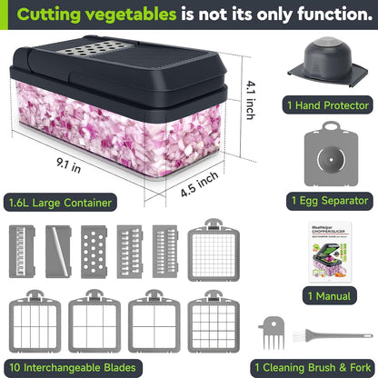 12-in-1 Vegetable Chopper, Food Veggie Chopper With Container