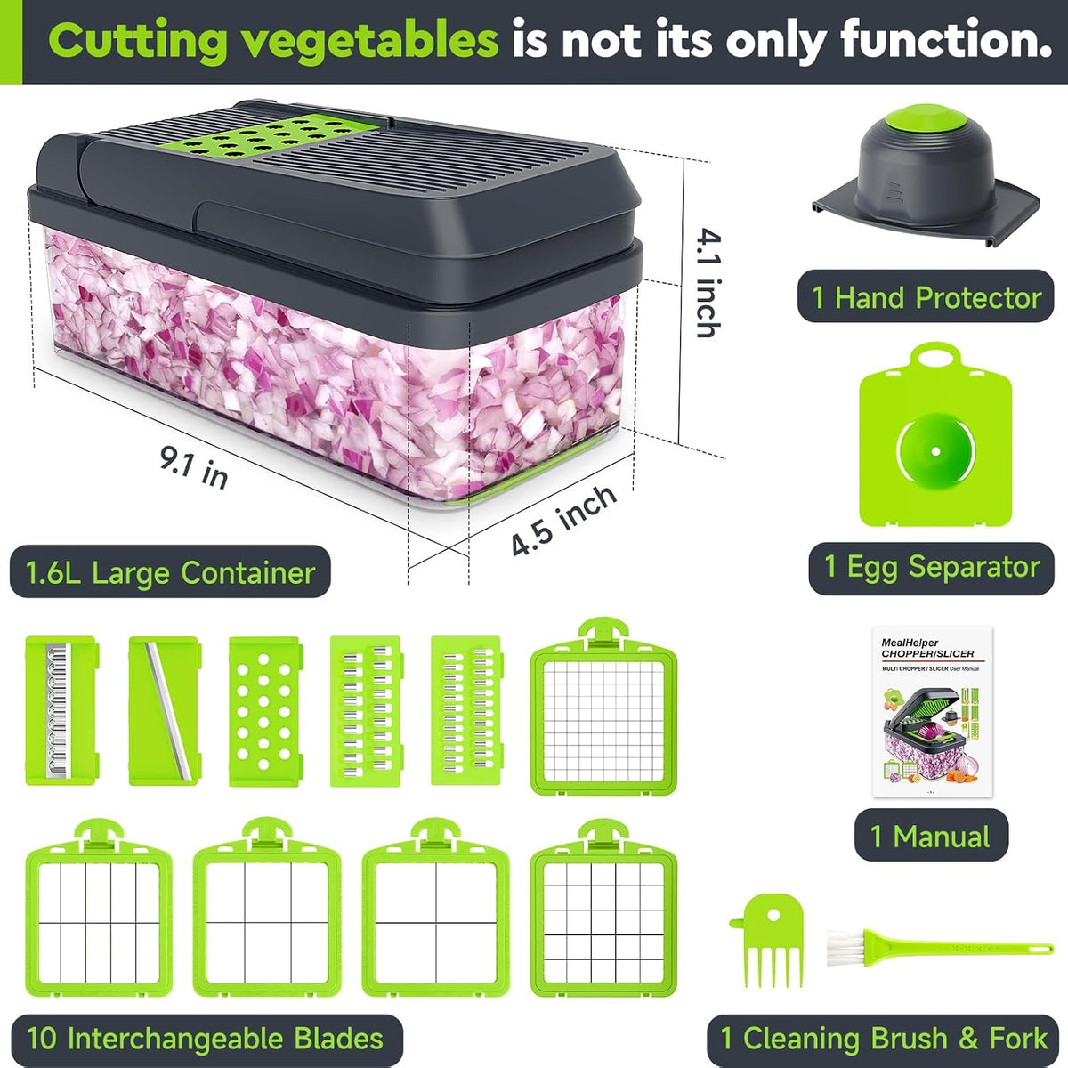 12-in-1 Vegetable Chopper, Food Veggie Chopper With Container