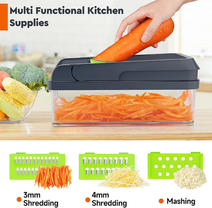 12-in-1 Vegetable Chopper, Food Veggie Chopper With Container