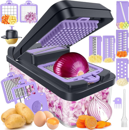 12-in-1 Vegetable Chopper, Food Veggie Chopper With Container