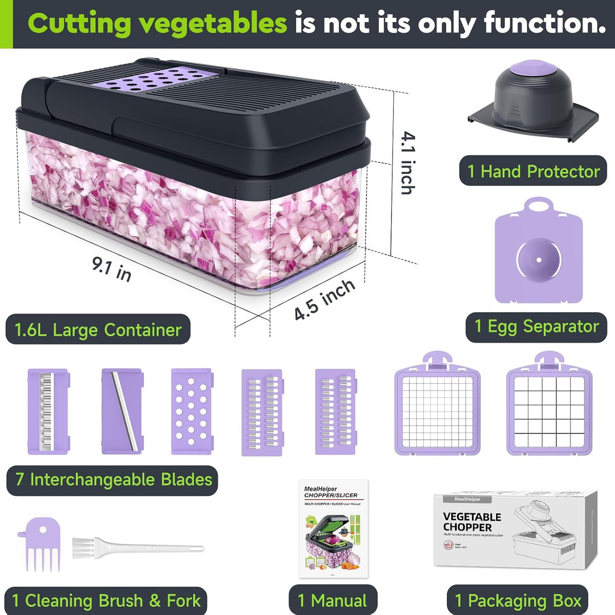 12-in-1 Vegetable Chopper, Food Veggie Chopper With Container