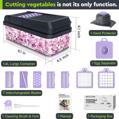 12-in-1 Vegetable Chopper, Food Veggie Chopper With Container