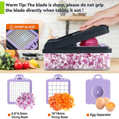12-in-1 Vegetable Chopper, Food Veggie Chopper With Container