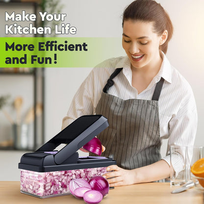 12-in-1 Vegetable Chopper, Food Veggie Chopper With Container