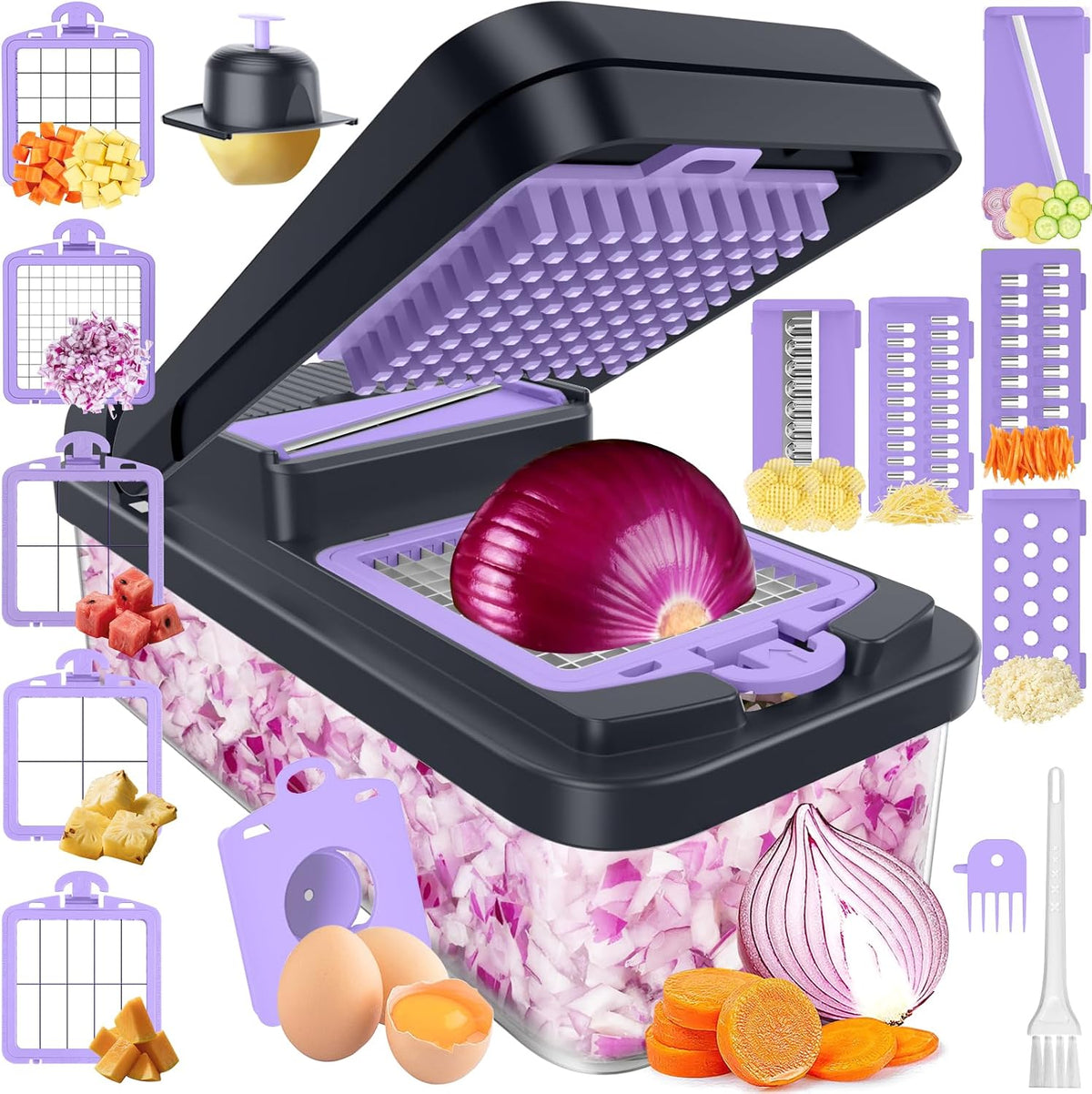 12-in-1 Vegetable Chopper, Food Veggie Chopper With Container