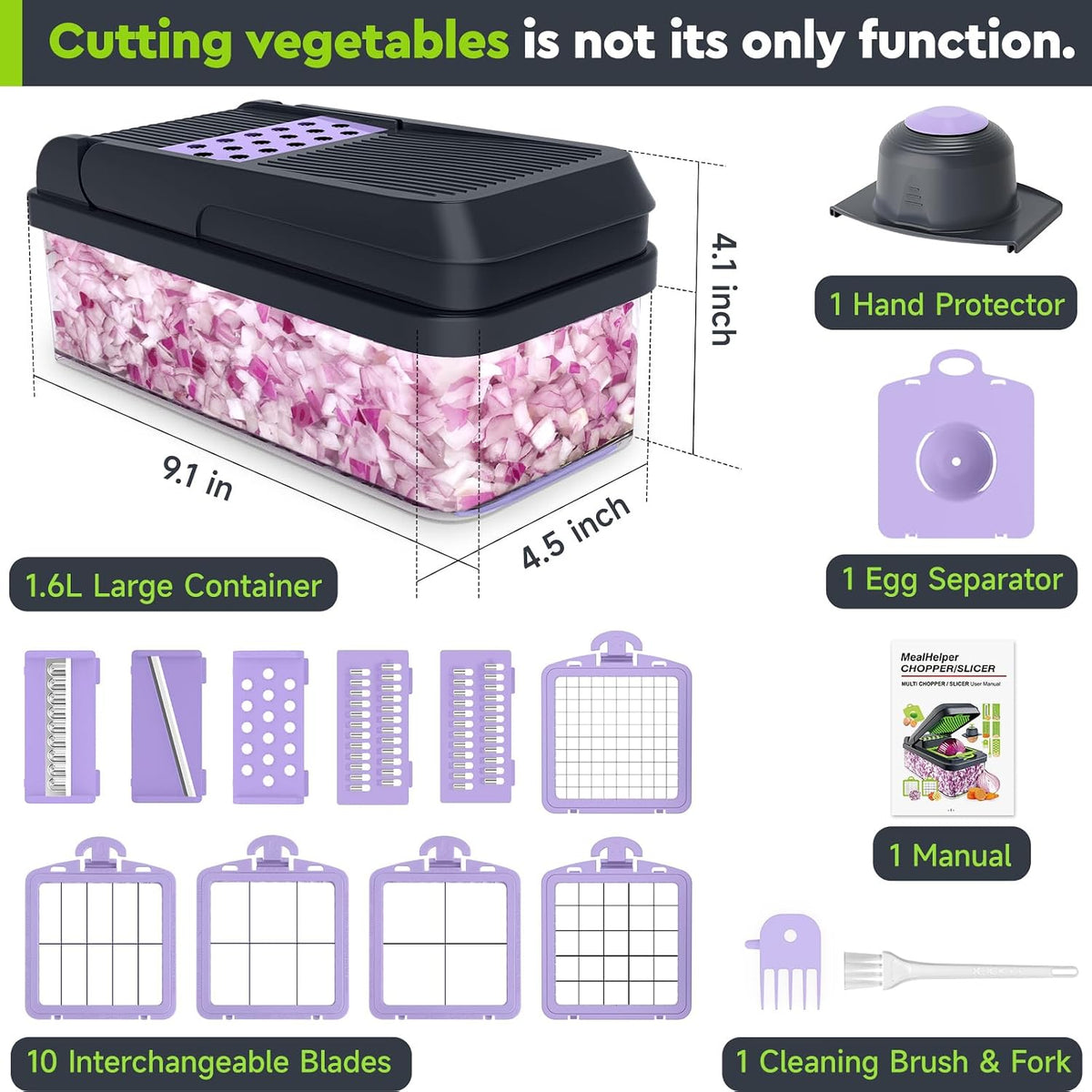 12-in-1 Vegetable Chopper, Food Veggie Chopper With Container
