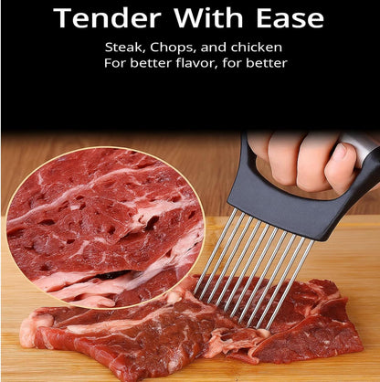 2025 Upgraded Onion Slicer, Onion Holder Chopper for Slicing, Chopper Slicer Assistant Tool, Cutter for Slicing of Meat, Potato, Tomato Kitchen Gadgets (1, Black)