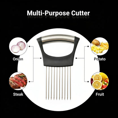 2025 Upgraded Onion Slicer, Onion Holder Chopper for Slicing, Chopper Slicer Assistant Tool, Cutter for Slicing of Meat, Potato, Tomato Kitchen Gadgets (1, Black)