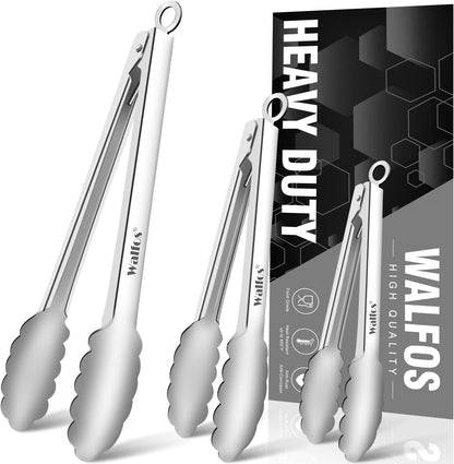 Silicone Tongs for Cooking - Heat Resistant kitchen tongs for Salad,Cooking, Grilling,Stainless Steel and BPA Free Silicone Tips set of 3 (7" 9" and 12 inch)
